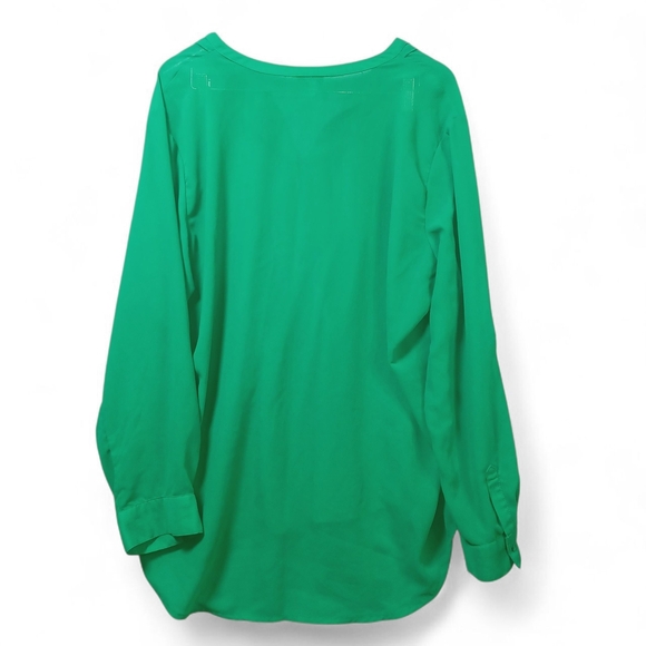 Old Navy Womens Kelly Green Pleated Semi-Sheer Blouse Size XXL Tunic Boho Casual - Picture 2 of 8